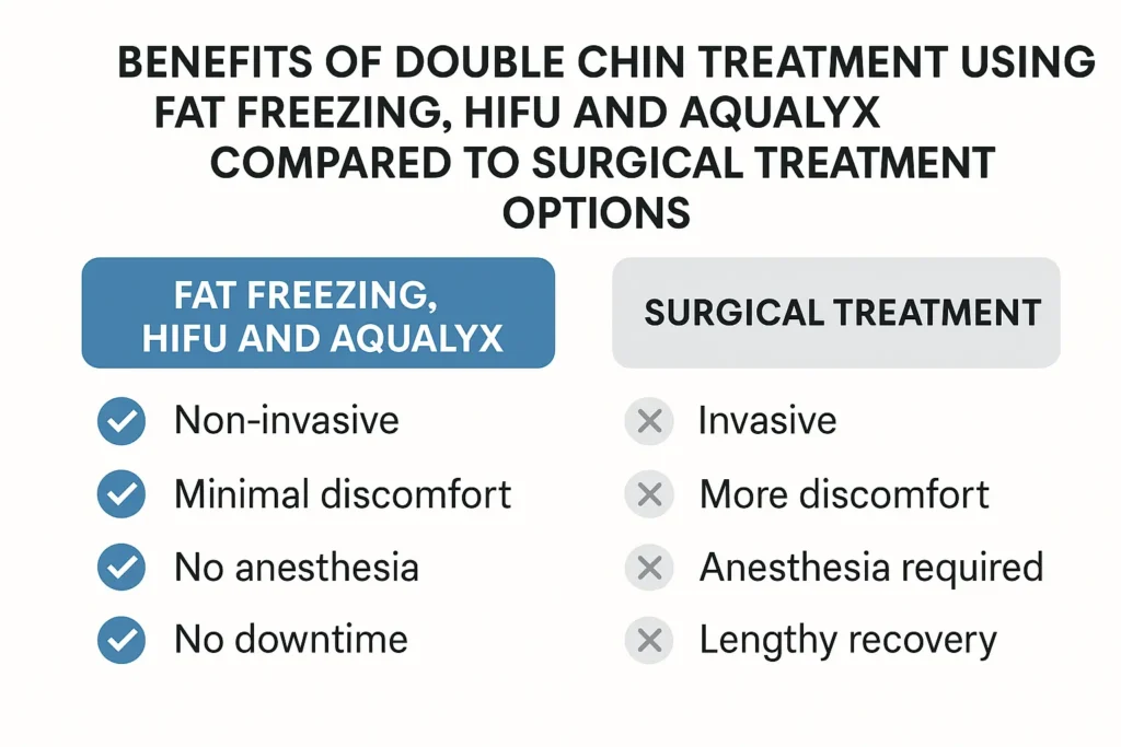 Graphic about the benefits of double chin treatment Wembley - from LA LIPO