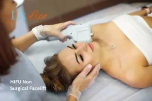 Woman having Hi-Fu to reduce wrinkles Wembley.