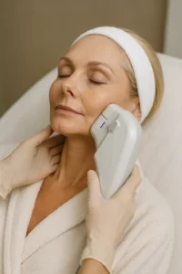 Woman receiving HIFU non surgical facelift treatment Wembley