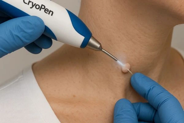 Person receiving Cryotherapy skin tag removal Wembley