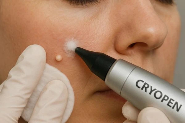 Woman receiving milia removal treatment Wembley